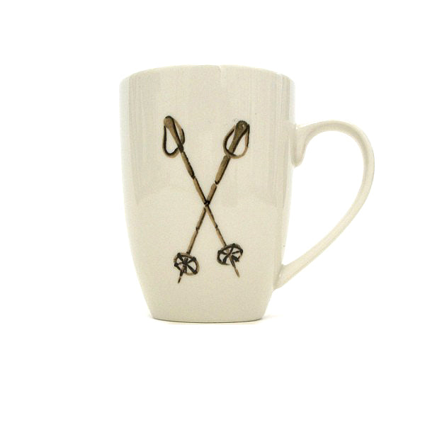 Set of 2 Chehoma Ascentielle Dinnerware Mug Brown Ski Poles
