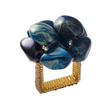 Kim Seybert - Bonton in Navy & Gold Napkin Ring - Set of 4