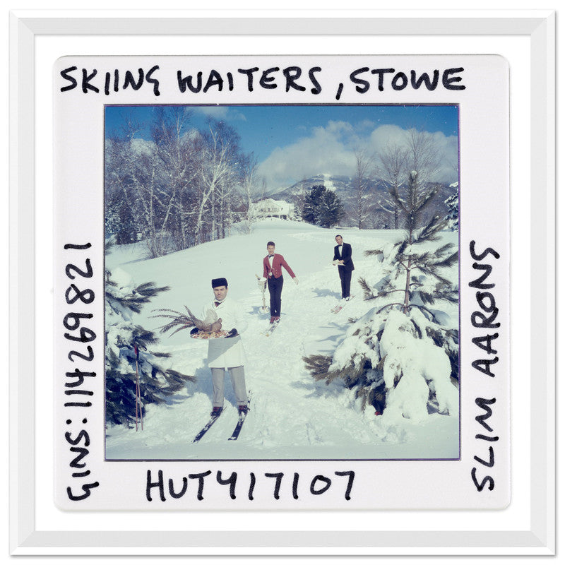 Slim Aaaron's Framed Art-"SKIING WAITERS - SLIDE,"- $600