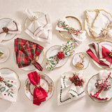 Kim Seybert - Holiday Threads Napkin in Red, Green & Gold - Set of 4