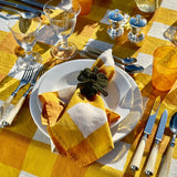 Summerill & Bishop-Gingham’ in Mustard Yellow Linen Napkin - Set of 2