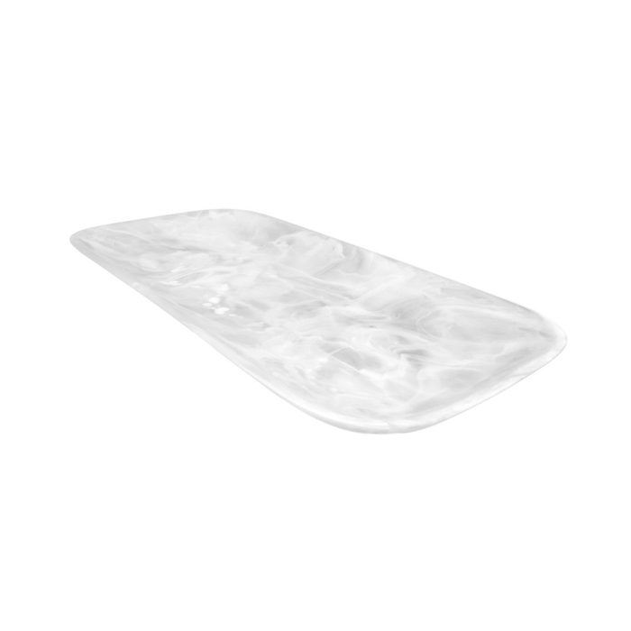 Resin Classical Plate Large Long-White Swirl
