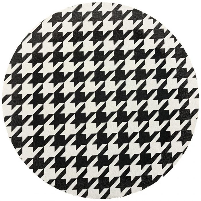 Houndstooth Black Round Placemat - Set of 2