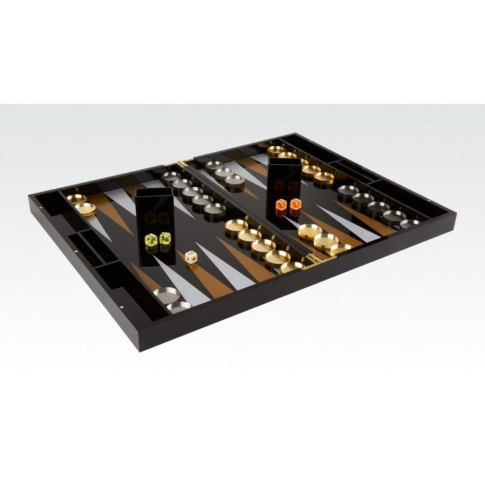 Lacquered Wood Backgammon Set Black & Clear