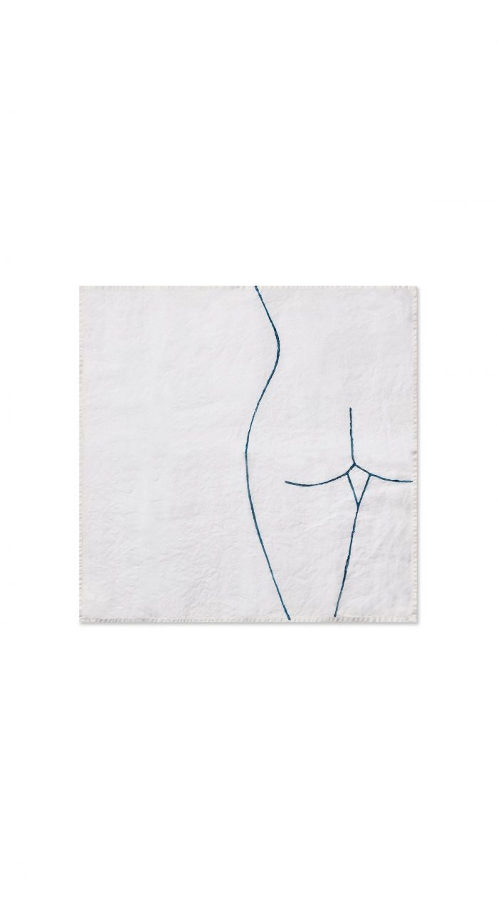 Nude Linen "Female Rear" in Midnight Blue Napkin - Set of 2