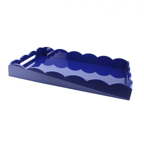 Lacquered Scallop Ottoman Large Tray Navy