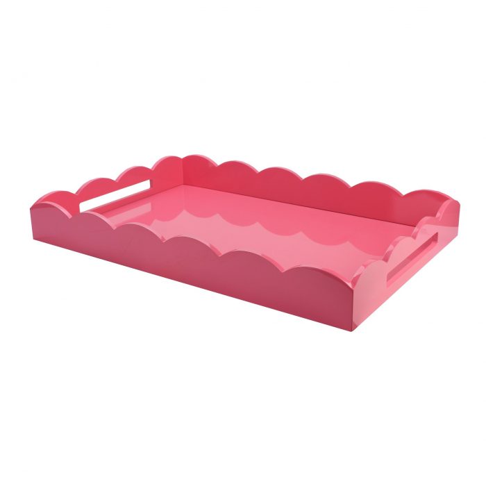 Lacquered Scallop Ottoman Large Tray Pink