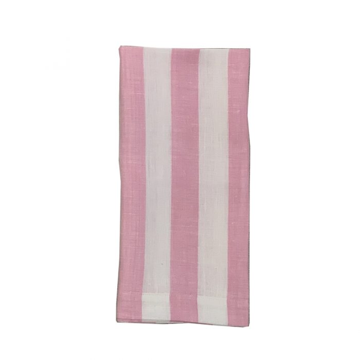 Wide Stripe Pink and White Napkin
