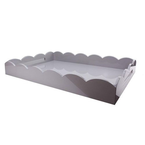 Lacquered Scallop Ottoman Large Tray Grey