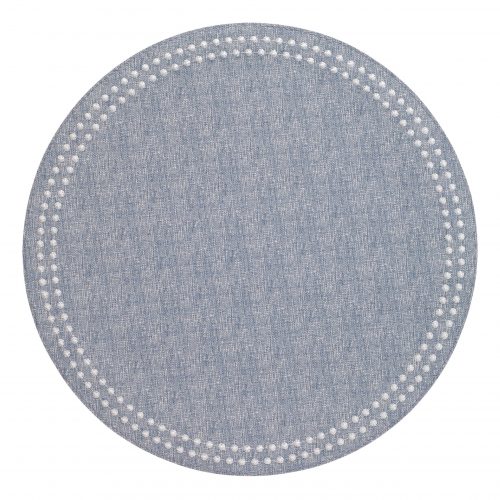 Round Pearls Bluebell White Placemat - Set of 2