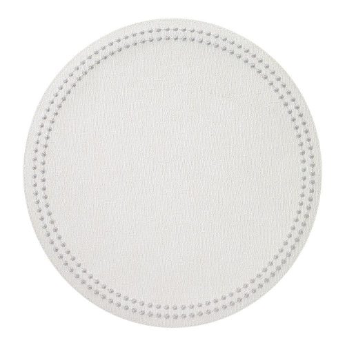 Round Pearls Antique White Silver Placemat - Set of 2
