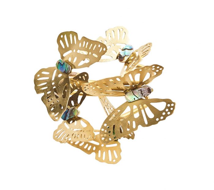Butterfly Garden Gold and Silver Napkin Ring - Set of 4
