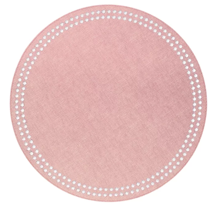 Bodrum Linens Pearls Round Rose and White Placemat - Set of 4