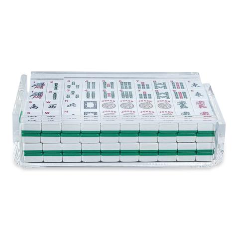 "El Mahjong" Luxe Mahjong Set-White and Green Tiles