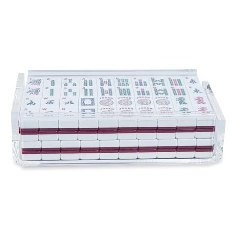 "El Mahjong" Luxe Mahjong Set-White and Red Tiles