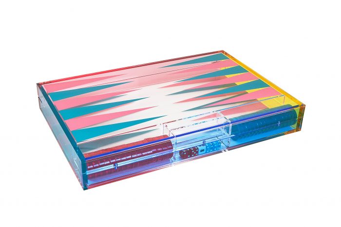Lucite Multicolor Backgammon Set - Turquoise/Pink