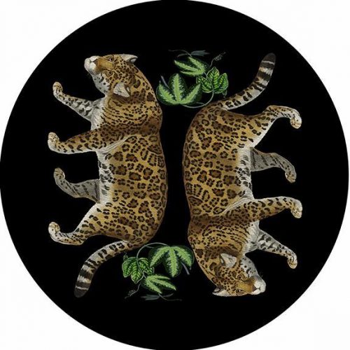 Leopard Seeing Double Black 16" Round Placemat