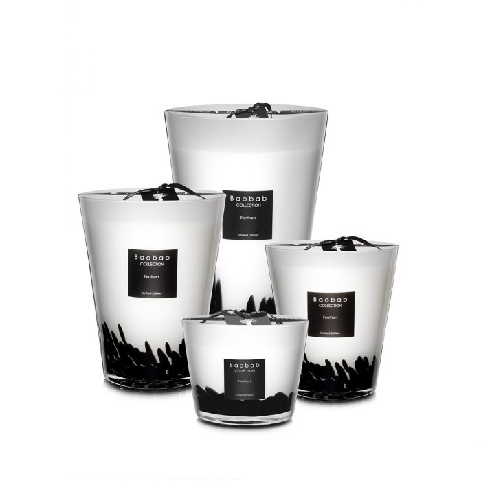 Baobab Candle Collection Feathers Black & White
