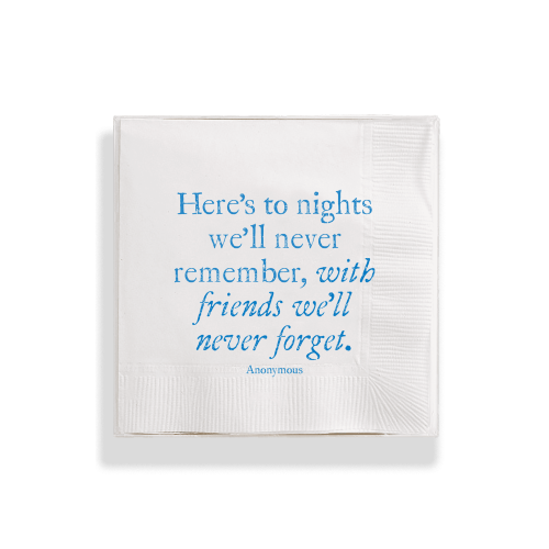 Ben's Garden - Here's To Nights That We'll Never Remember Amusing Cocktail Napkins