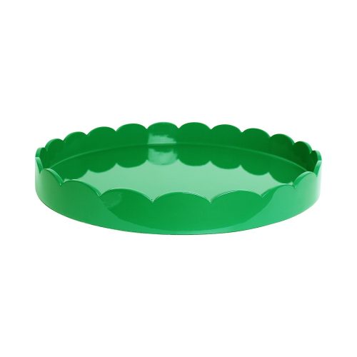 Addison Lacquered Scallop 20" Round Tray Leaf Green