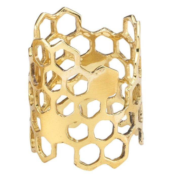 Honeycomb Gold Napkin Rings- Set of 4