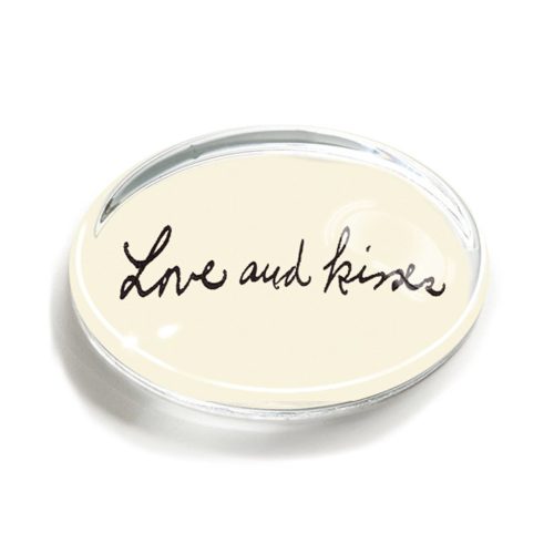 Love and Kisses Script Crystal Oval Paperweight
