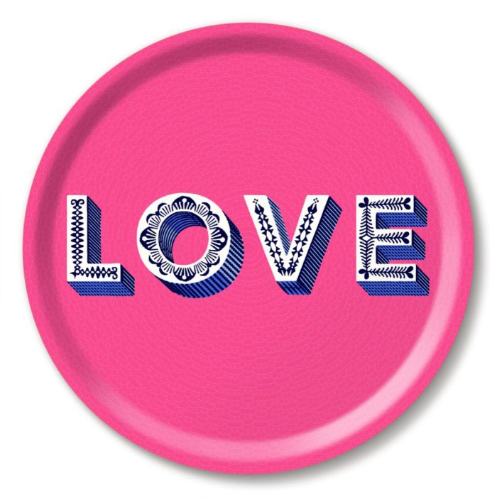 Word Tray - Round - Hot Pink - Love