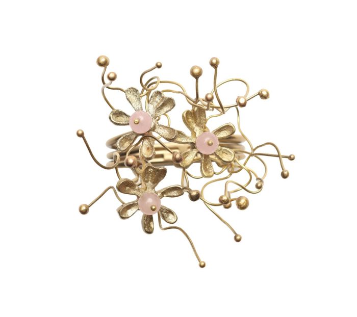 Flora Blush and Gold Napkin Ring - Set of 4