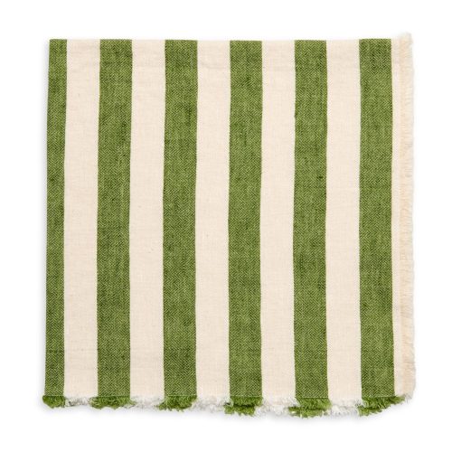 Washed Fringe Awning Stripe Grass Napkin - Set of 2