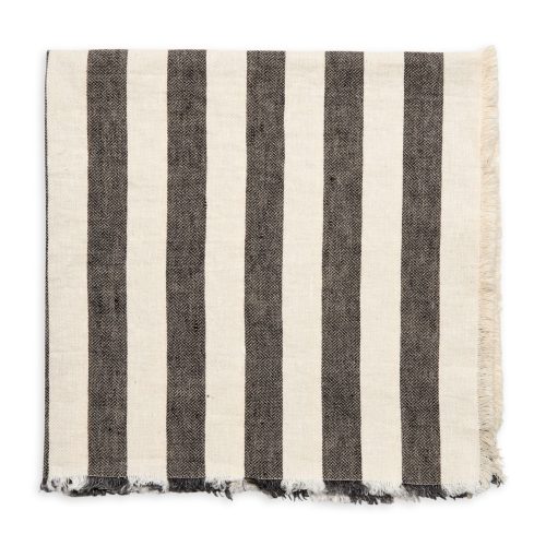 Washed Fringe Awning Stripe Gray Napkin - Set of 2