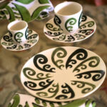 Themis-Z Athenee Two Tone Green Peacock Espresso Cup-Set of 2