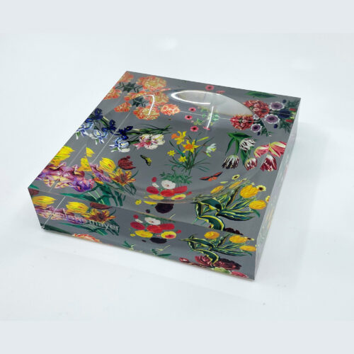 Flora Fauna Gray Acrylic Candy Tray 6x6
