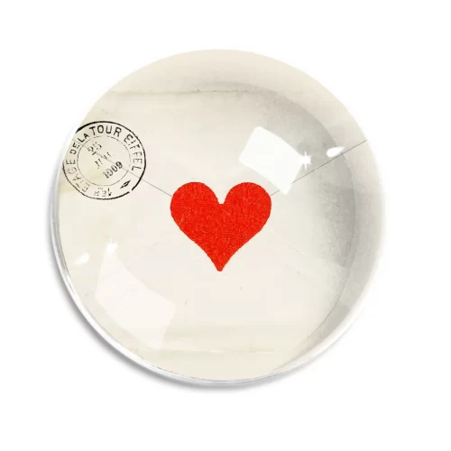 Ben's Garden - French Envelope Heart Crystal Dome Paperweight