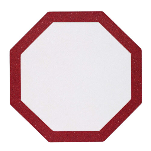 Bodrum Linens Bordino Octagon Red White Placemat - Set of 4