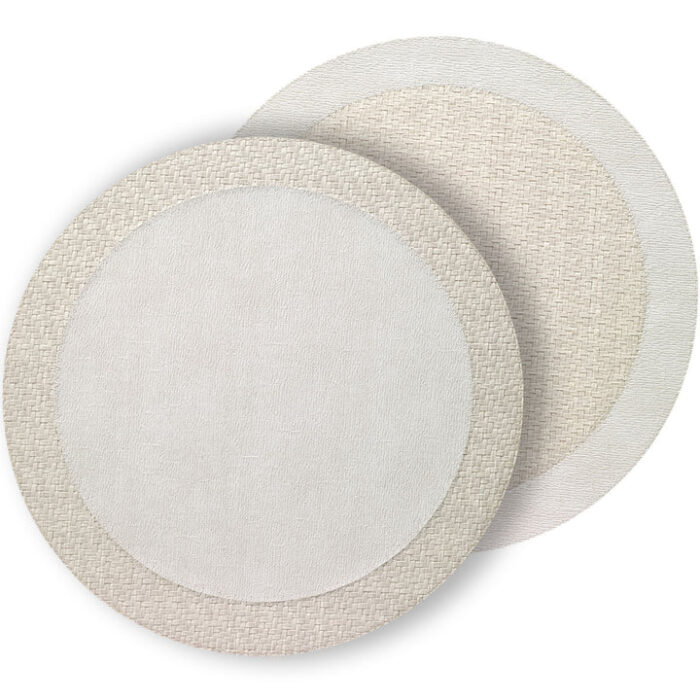 Bodrum Linens Halo Antique White/Cream Round Placemat - Set of 4