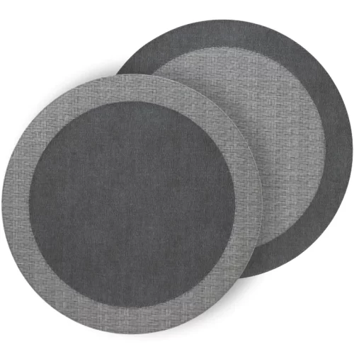 Bodrum Linens Halo Charcoal/Gray Round Placemat - Set of 4