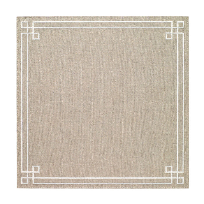 Bodrum Linens Links Square Oatmeal/White Placemat - Set of 4