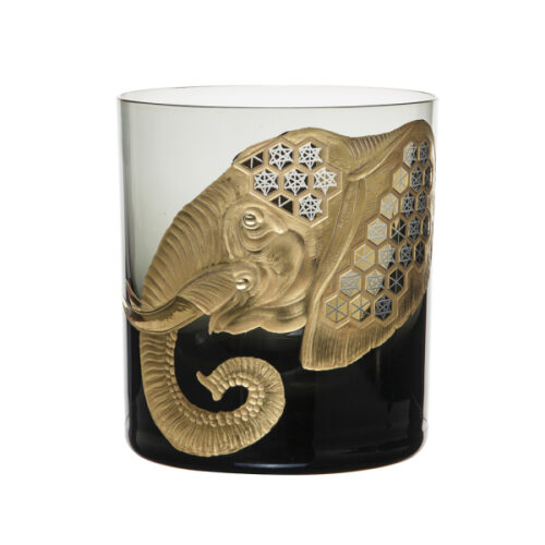 Artel Glassware - African Safari Elephant Double Old Fashioned Gilded