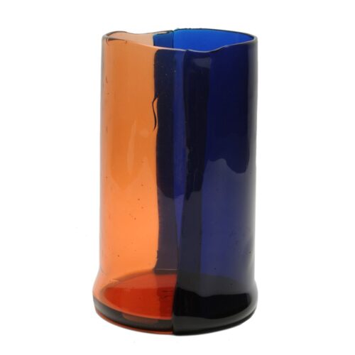 Corsi Design - Two Lines Vase - Clear Light Ruby And Clear Blue