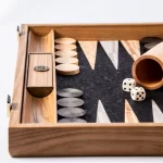 Manopoulos - BLACK NATURAL CORK Backgammon (with oak wood checkers)