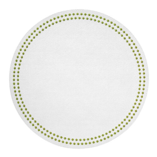 Bodrum Linens Pearls Round Antique White and Willow Placemat - Set of 4