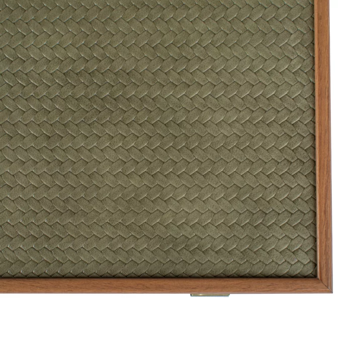 Manopoulos - KNITTED LEATHER IN OLIVE GREEN COLOUR Backgammon